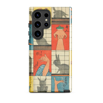 Shadow Figures - Utagawa Hiroshige Phone Case Samsung Galaxy S24 Ultra / Gloss Vibrant Vintage-inspired Grid Illustrated Hands Shadowy