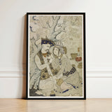 Shah Abbas and His Page - Muhammad Qasim Musavvir Art Print / Canvas Black-framed Artwork Traditional Persian-style Illustration Two