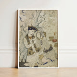 Shah Abbas and His Page - Muhammad Qasim Musavvir Art Print / Canvas Framed Persian-style Illustration Two Figures Traditional Attire