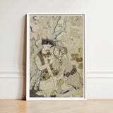 Shah Abbas and His Page - Muhammad Qasim Musavvir Art Print / Canvas Framed Persian-style Artwork Two Figures Traditional Attire Seated,