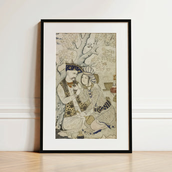 Shah Abbas and His Page - Muhammad Qasim Musavvir Art Print / Canvas Black-framed Art Print Intricately Detailed Illustration Two Figures