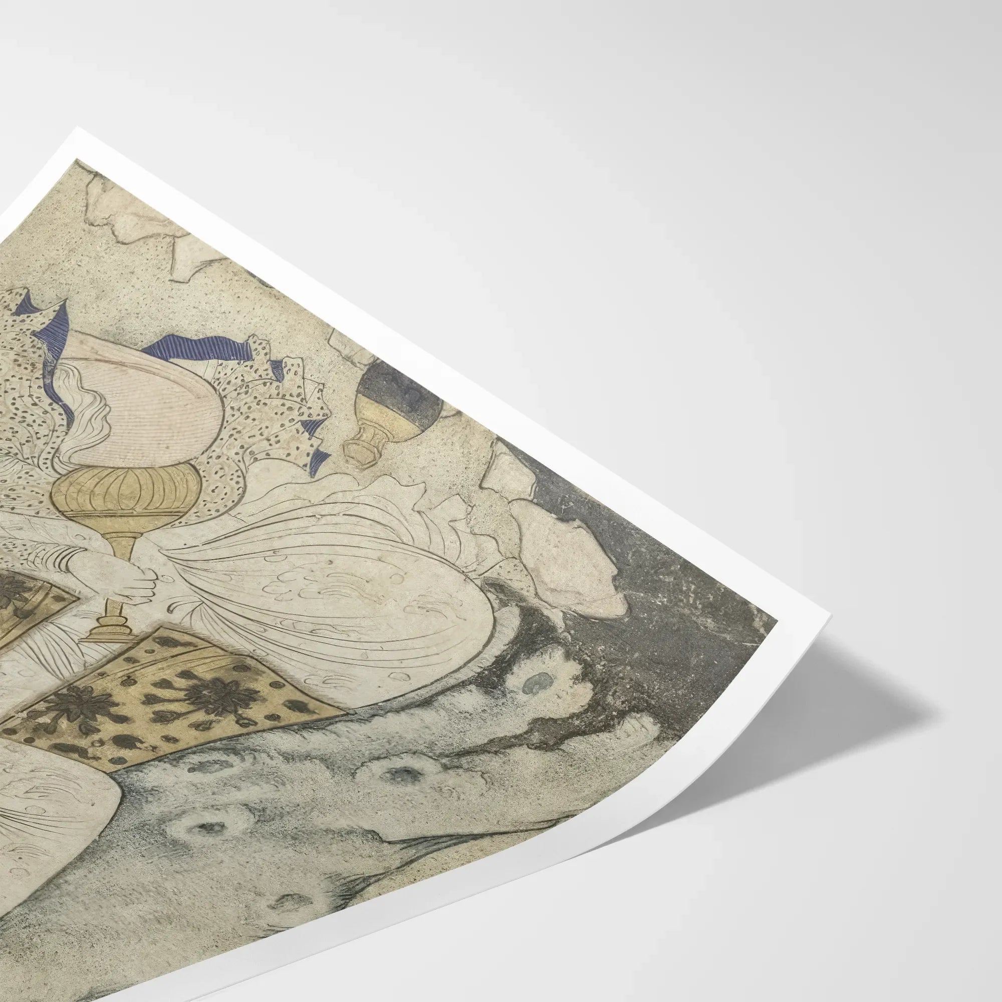 Shah Abbas and His Page - Muhammad Qasim Musavvir Art Print, Printed Artwork Detailed Illustrations Subtle Color Palette