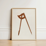 Shaker Compass - Richard Barnett Decorative Art Print / Canvas Minimalist Framed Illustration Brown Wooden Slender Legs Barnett’s