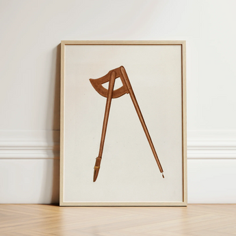 Shaker Compass - Richard Barnett Decorative Art Print / Canvas Minimalist Framed Illustration Brown Wooden Slender Legs Barnett’s