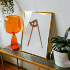 Shaker Compass Richard Barnett Decorative Art Print, Orange Glass Table Lamp Flared Base Cylindrical Shade