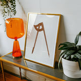 Shaker Compass - Richard Barnett Decorative Art Print, Orange Glass Table Lamp Flared Base Cylindrical Shade