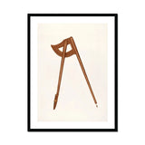 Shaker Compass - Richard Barnett Decorative Art Print, Wooden Divider Compass Tool Hinged Legs Pointed Tips
