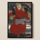 The Shaman - Sascha Schneider Framed Canvas, 12x18’’ / 31x46cm / Black Floating Frame, Framed Painting Person Red Robe Golden Crown Dark