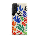Sheaf – Henri Matisse Cutouts Samsung Case, Galaxy S21 Plus / Matte, Cream Colored Smartphone Case Colorful Matisse Inspired Leaf Pattern