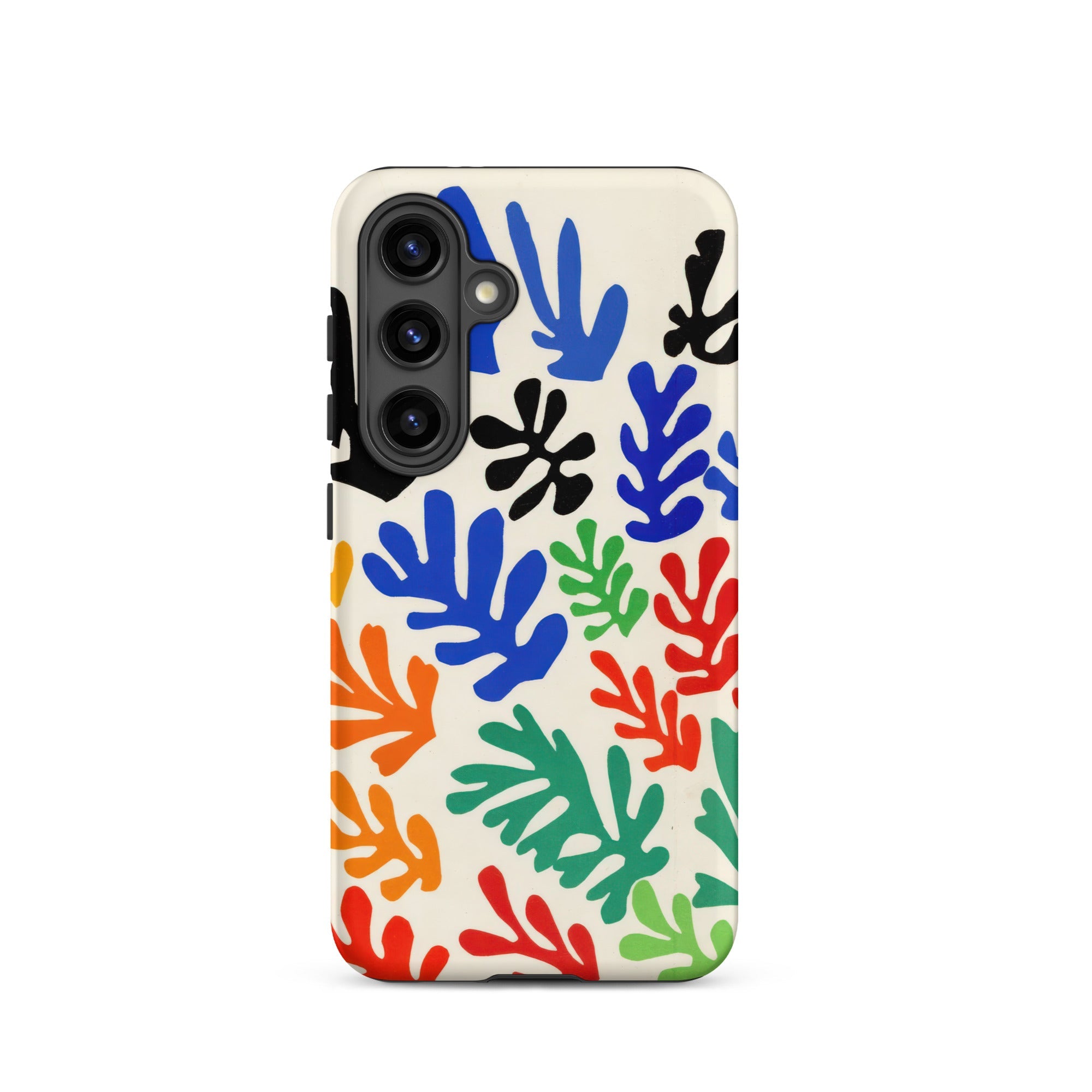 Sheaf – Henri Matisse Cutouts Samsung Case, Galaxy S24 / Matte, White Smartphone Case Colorful Abstract Leaf Pattern