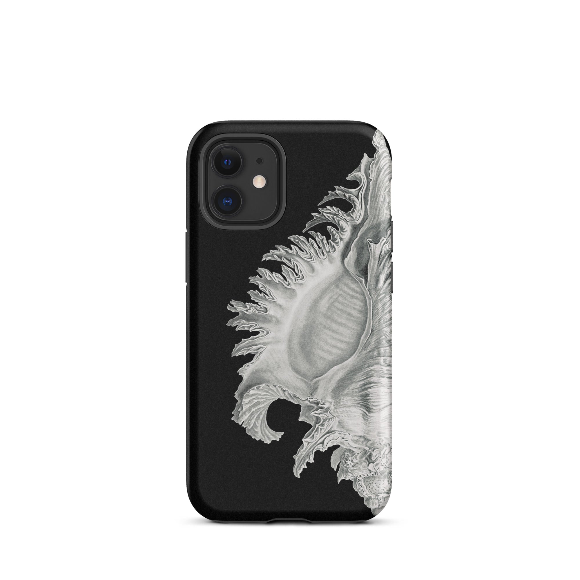 Shell Ernst Haeckel Black & White Sea Life Iphone Case, 12 Mini / Matte, Black Phone Case Seashell Design