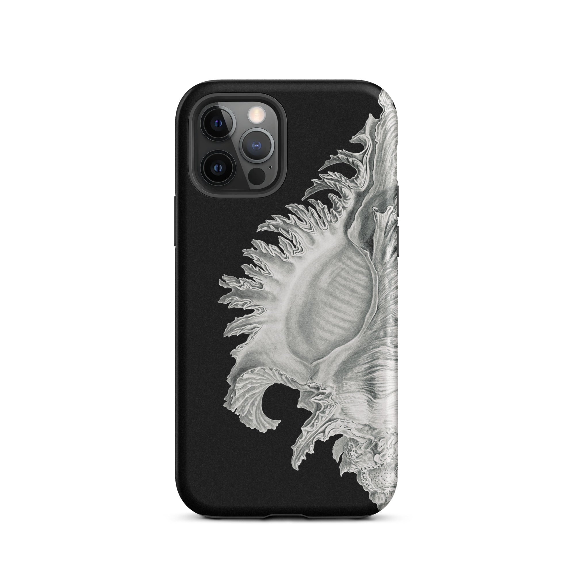 Shell Ernst Haeckel Black & White Sea Life Iphone Case, 12 Pro / Matte, Black Phone Case Seashell Design