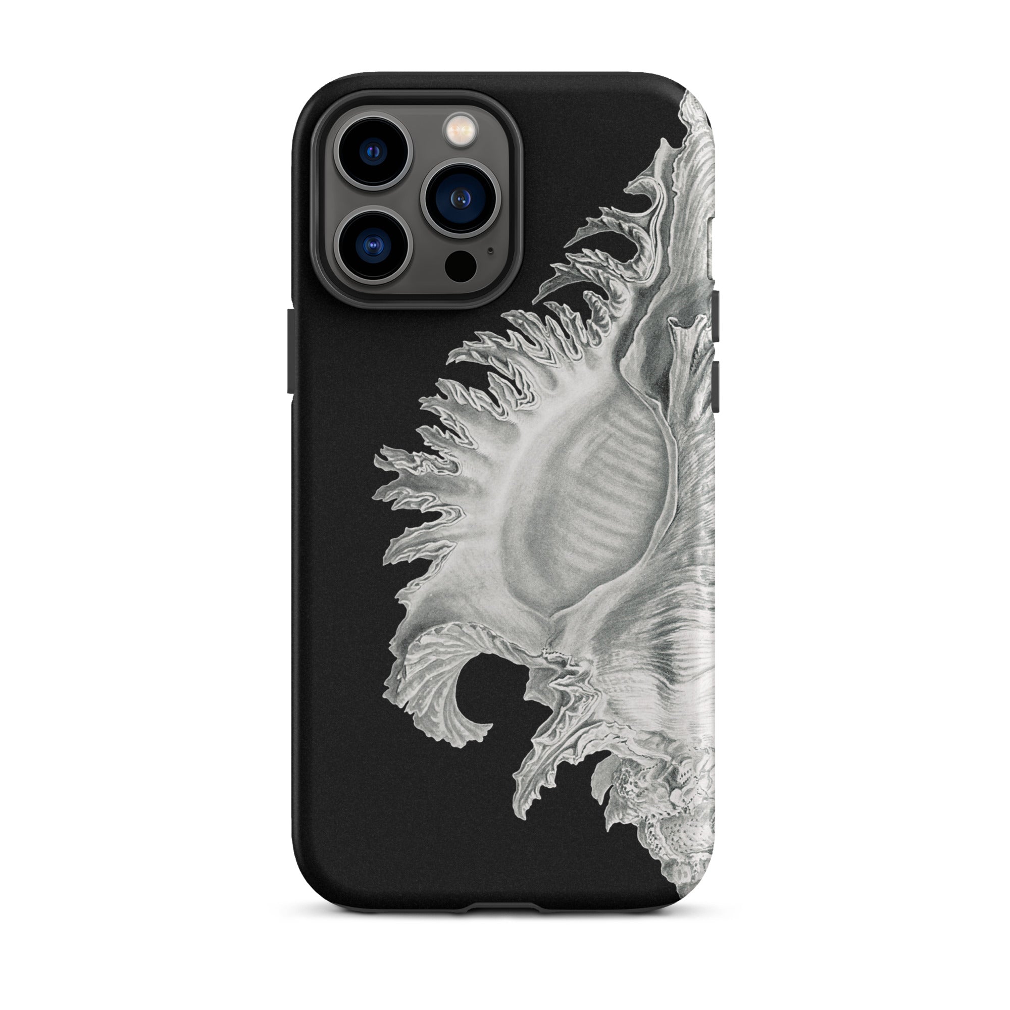 Shell Ernst Haeckel Black & White Sea Life Iphone Case, 13 Pro Max / Matte, Black Phone Case Seashell Design