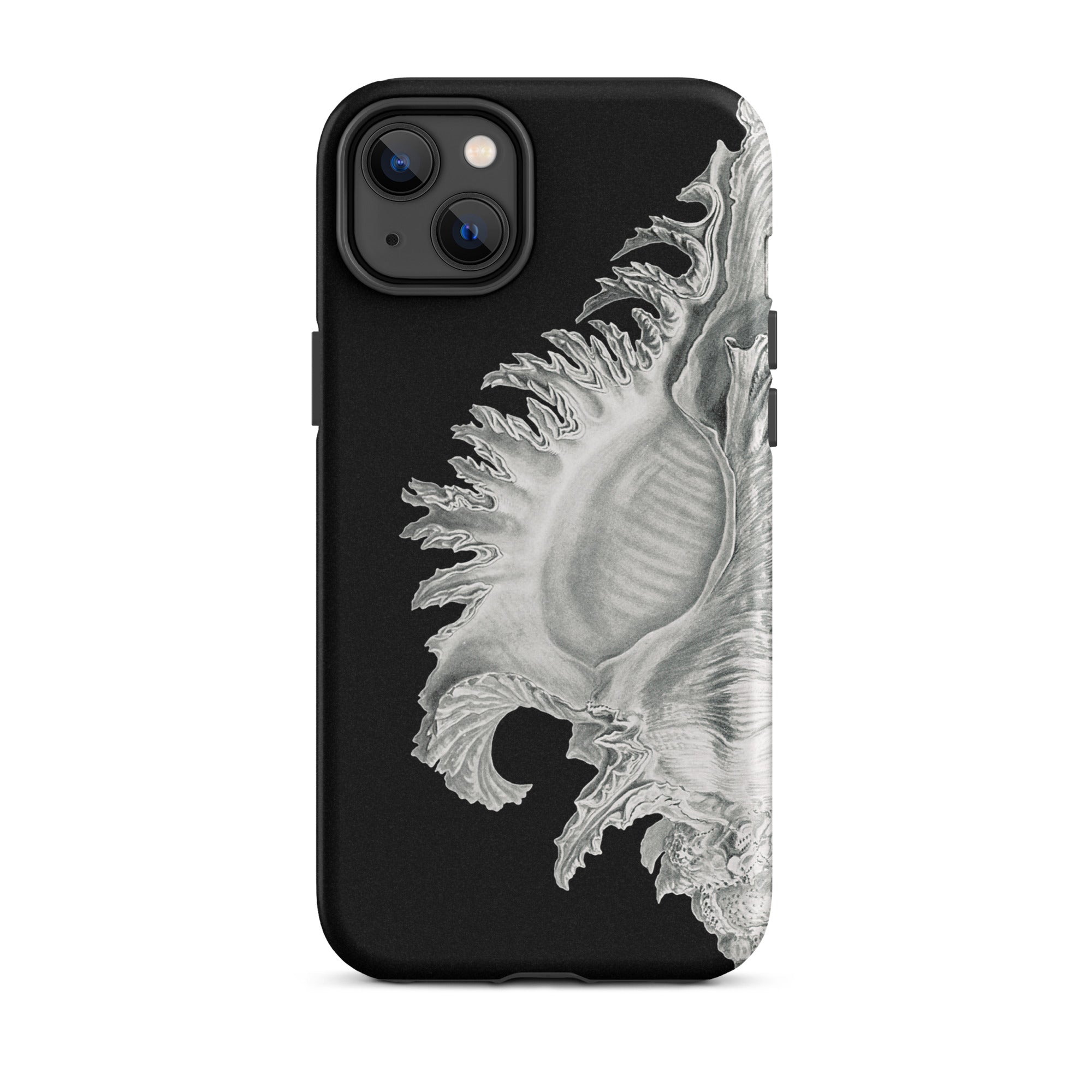 Shell Ernst Haeckel Black & White Sea Life Iphone Case, 14 Plus / Matte, Black Phone Case Seashell Design