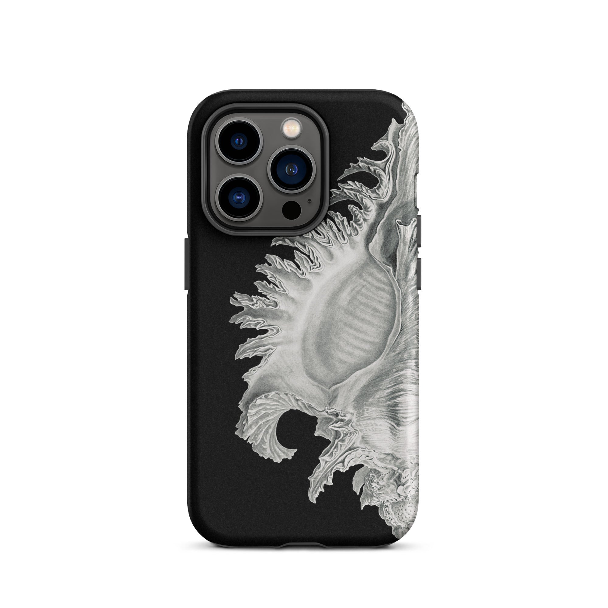 Shell Ernst Haeckel Black & White Sea Life Iphone Case, 14 Pro / Matte, Black Phone Case Seashell Design