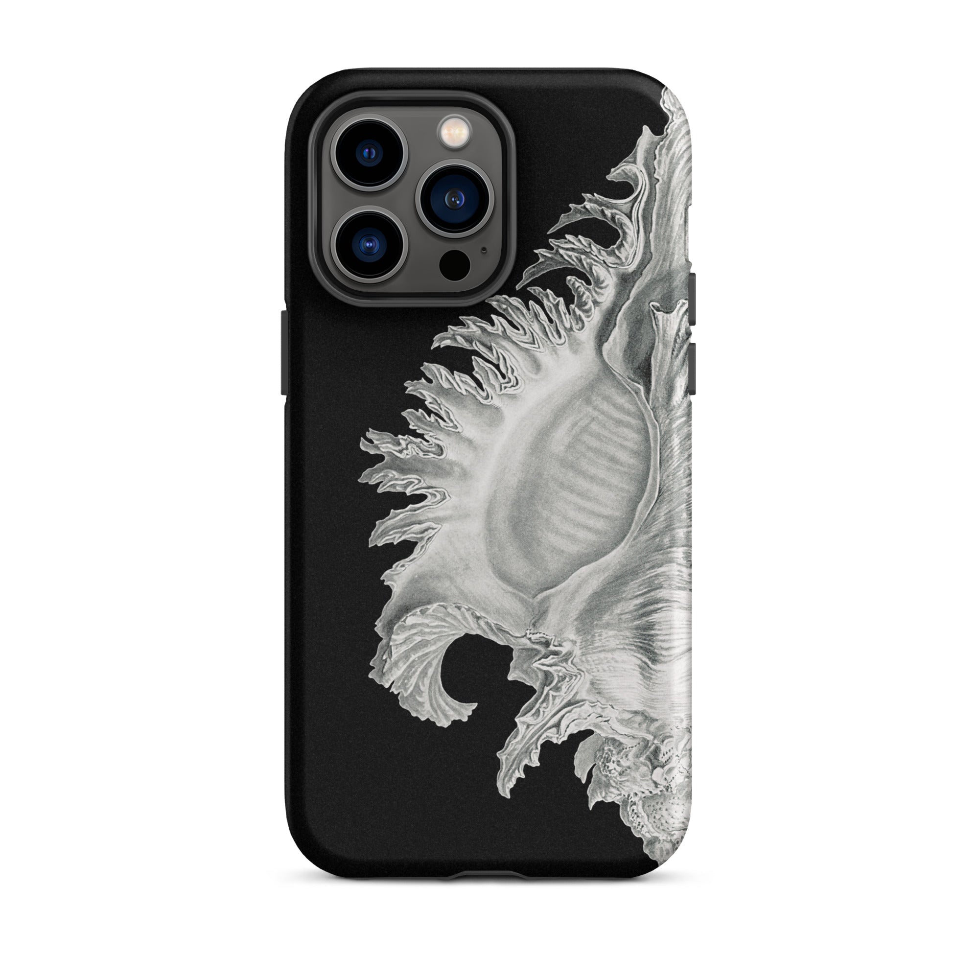 Shell Ernst Haeckel Black & White Sea Life Iphone Case, 14 Pro Max / Matte, Black Phone Case Seashell Design