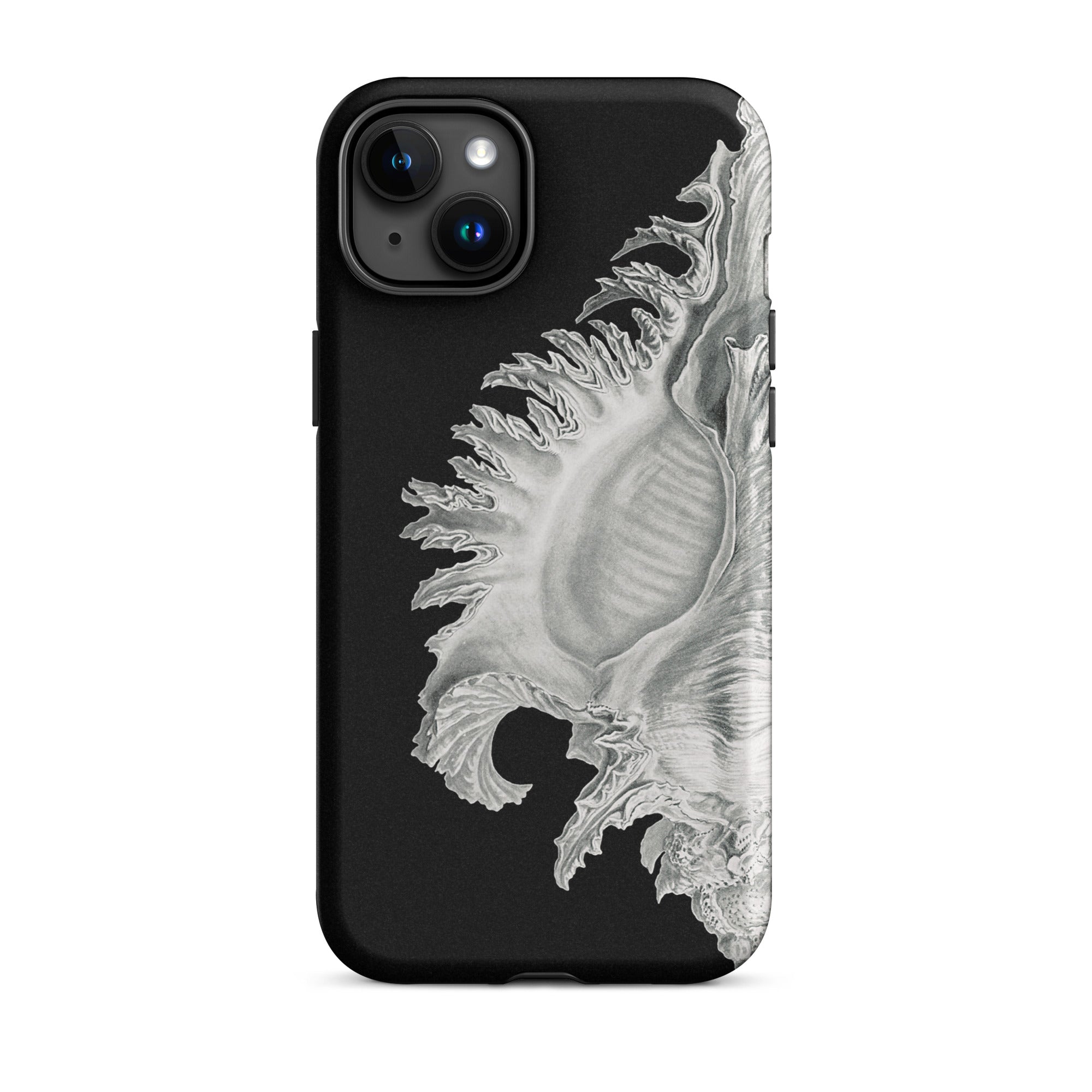 Shell Ernst Haeckel Black & White Sea Life Iphone Case, 15 Plus / Matte, Black Phone Case Seashell Design