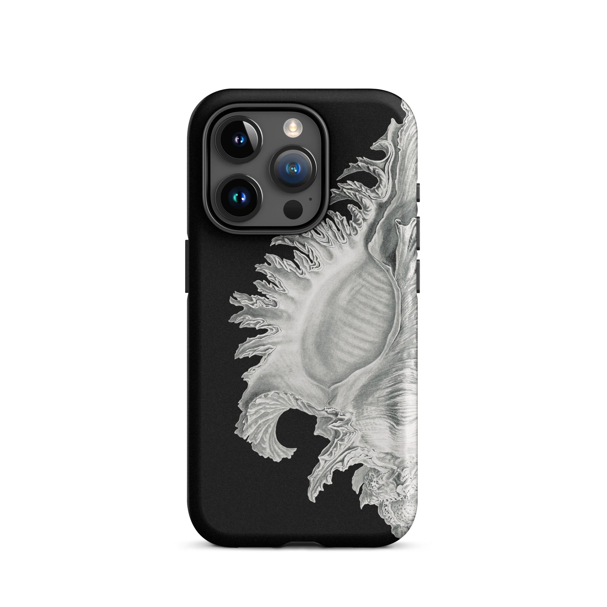 Shell Ernst Haeckel Black & White Sea Life Iphone Case, 15 Pro / Matte, Black Phone Case Seashell Design