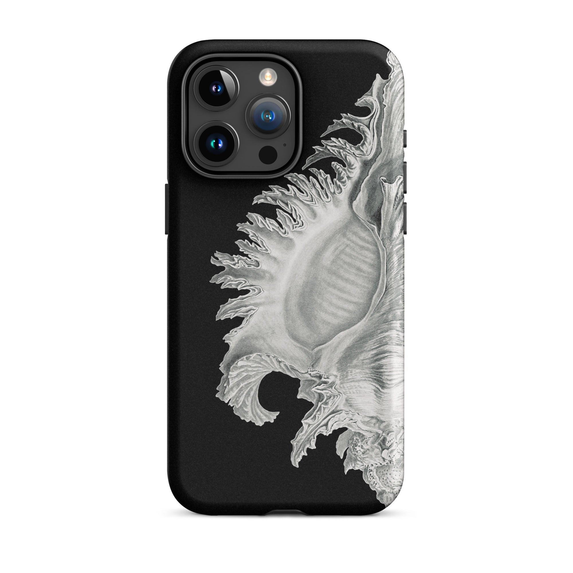 Shell Ernst Haeckel Black & White Sea Life Iphone Case, 15 Pro Max / Matte, Black Phone Case Seashell Design