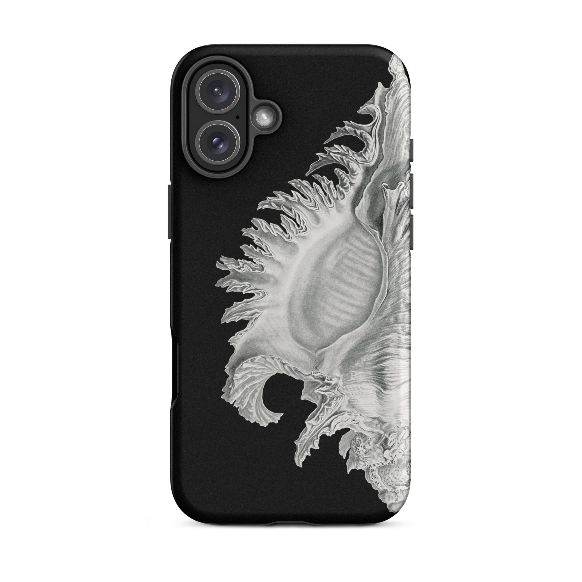 Shell Ernst Haeckel Black & White Sea Life Iphone Case, 16 Plus / Matte, Black Phone Case Seashell Design