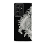 Shell - Ernst Haeckel Black & White Sea Life Phone Case Samsung Galaxy S21 Ultra / Matte Black Phone Case Detailed Silver-gray Illustration