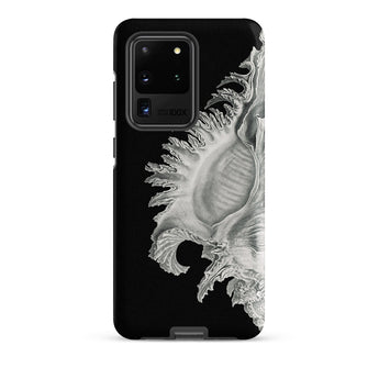 Shell - Ernst Haeckel Black & White Sea Life Phone Case Samsung Galaxy S20 Ultra / Matte Black Phone Case Detailed Silver-gray Illustration