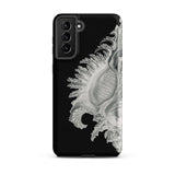 Shell - Ernst Haeckel Black & White Sea Life Phone Case Samsung Galaxy S21 Plus / Matte Black Phone Case Detailed Silver-gray Illustration