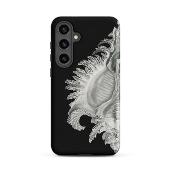 Shell - Ernst Haeckel Black & White Sea Life Phone Case Samsung Galaxy S24 Plus / Matte Black Phone Case Detailed Silver-toned Illustration