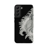Shell - Ernst Haeckel Black & White Sea Life Phone Case Samsung Galaxy S22 Plus / Matte Black Phone Case Detailed Silver-toned Illustration