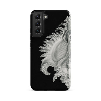Shell - Ernst Haeckel Black & White Sea Life Phone Case Samsung Galaxy S22 Plus / Matte Black Phone Case Detailed Silver-toned Illustration