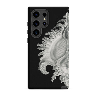 Shell - Ernst Haeckel Black & White Sea Life Phone Case Samsung Galaxy S24 Ultra / Matte Black Phone Case Detailed Silver-toned