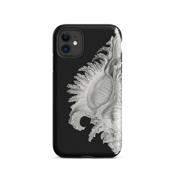 Shell - Ernst Haeckel Black & White Sea Life Phone Case Iphone 11 / Matte Black Phone Case Seashell Design Ernst Haeckel Shell, Black, Slow