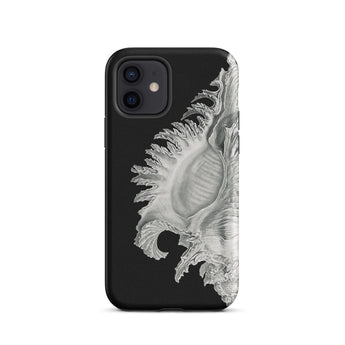 Shell - Ernst Haeckel Black & White Sea Life Phone Case Iphone 12 / Matte Black Phone Case Seashell Design Ernst Haeckel Shell, Black, Slow