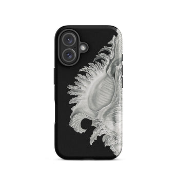 Shell - Ernst Haeckel Black & White Sea Life Phone Case Iphone 16 / Matte Black Phone Case Seashell Design Ernst Haeckel Shell, Black, Slow