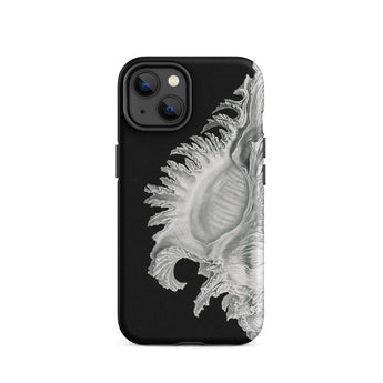 Shell - Ernst Haeckel Black & White Sea Life Phone Case Iphone 14 / Matte Black Phone Case Seashell Design Ernst Haeckel Shell, Black, Slow