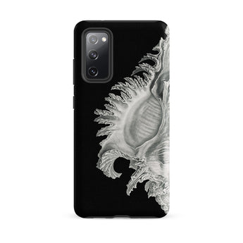 Shell - Ernst Haeckel Black & White Sea Life Samsung Case, Galaxy S20 Fe / Matte, Black Smartphone Case Detailed White Seashell Design