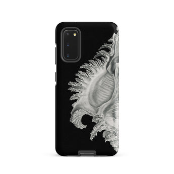 Shell - Ernst Haeckel Black & White Sea Life Samsung Case, Galaxy S20 / Matte, Black Smartphone Case Detailed Light-colored Seashell Design