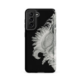 Shell - Ernst Haeckel Black & White Sea Life Samsung Case, Galaxy S21 Fe / Matte, Black Smartphone Case Detailed White Seashell Design