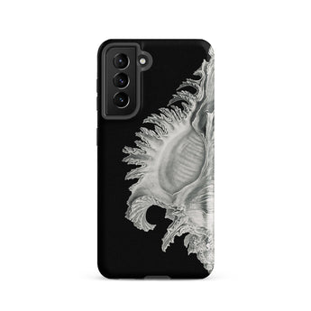 Shell - Ernst Haeckel Black & White Sea Life Samsung Case, Galaxy S21 / Matte, Black Phone Case Detailed Monochrome Illustration Seashell
