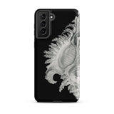 Shell - Ernst Haeckel Black & White Sea Life Samsung Case, Galaxy S21 Plus / Matte, Black Smartphone Case Detailed White Seashell Design