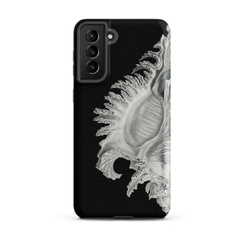 Shell - Ernst Haeckel Black & White Sea Life Samsung Case, Galaxy S21 Plus / Matte, Black Smartphone Case Detailed White Seashell Design