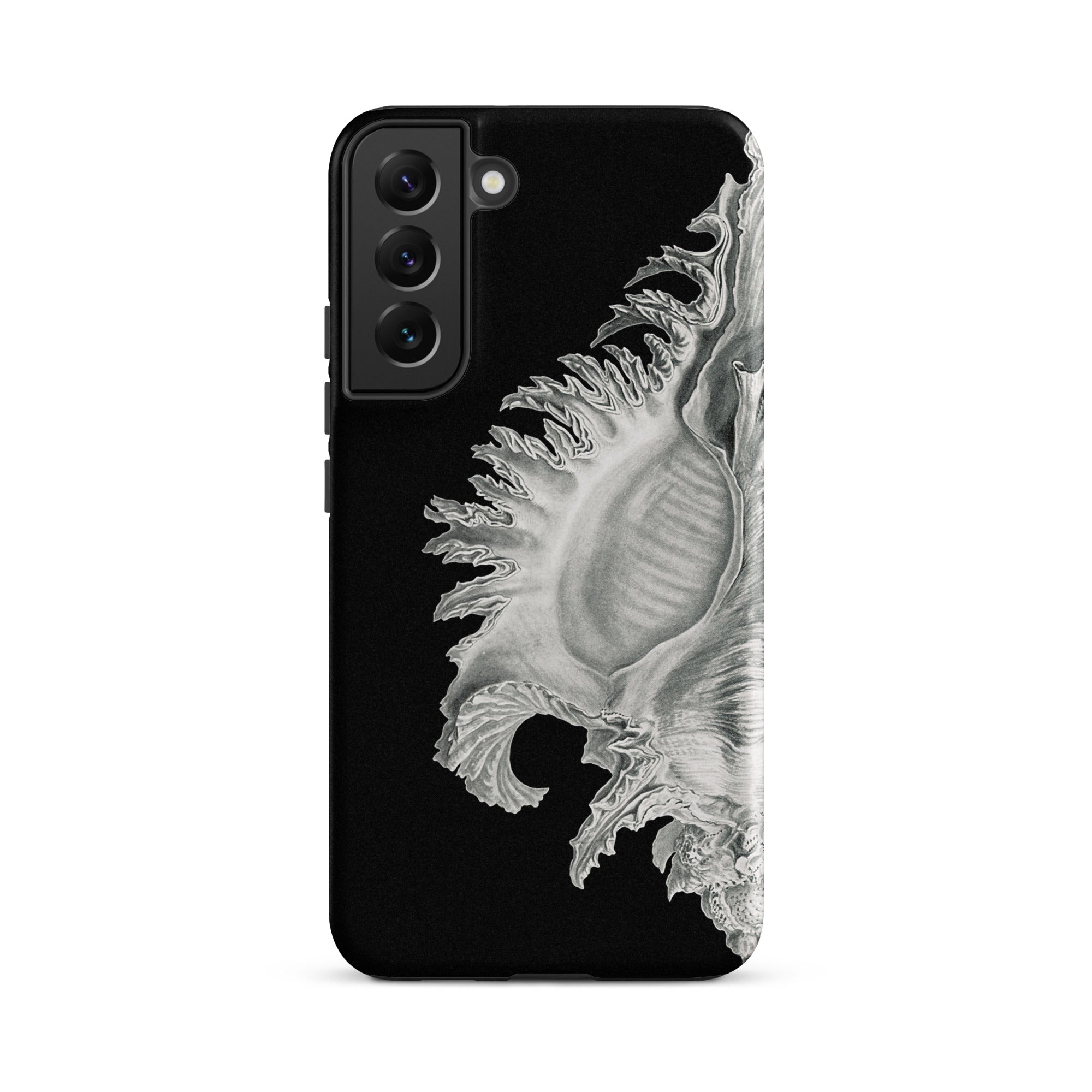 Shell Ernst Haeckel Black & White Sea Life Samsung Case, Galaxy S22 Plus / Matte, Black Phone Case Detailed White Seashell Design