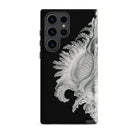 Shell Ernst Haeckel Black & White Sea Life Samsung Case, Galaxy S23 Ultra / Matte, Phone Case Black Background Detailed Silvery White