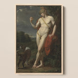 The Shepherd - Jean Baptiste Frederic Desmarais Art Print / Canvas Classical Oil Painting Light Wood Frame Nude Male Phrygian Helmet Sits,