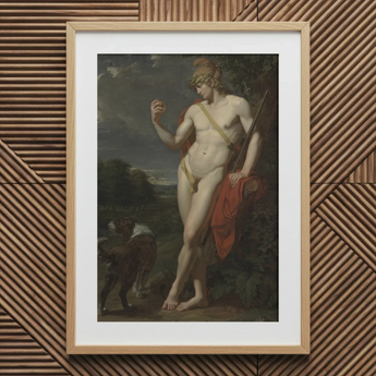 The Shepherd - Jean Baptiste Frederic Desmarais Art Print / Canvas Framed Classical Painting Nude Male Figure Golden Hair Phrygian Helmet
