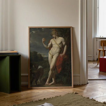 The Shepherd - Jean Baptiste Frederic Desmarais Art Print / Canvas Framed Classical Painting Nude Male Figure Reddish-brown Hair Phrygian