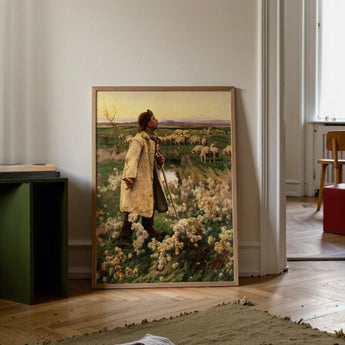 Shepherd - Ruger Donoho Art Print / Canvas Prints Framed Painting Shepherd Textured Light-colored Coat Amidst Tall Late 19th-century