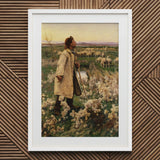 Shepherd - Ruger Donoho Art Print / Canvas Prints White-framed Art Print Shepherd Fur Coat Amidst Cotton-like Late 19th-century American,