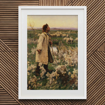 Shepherd - Ruger Donoho Art Print / Canvas Prints White-framed Art Print Shepherd Fur Coat Amidst Cotton-like Late 19th-century American,
