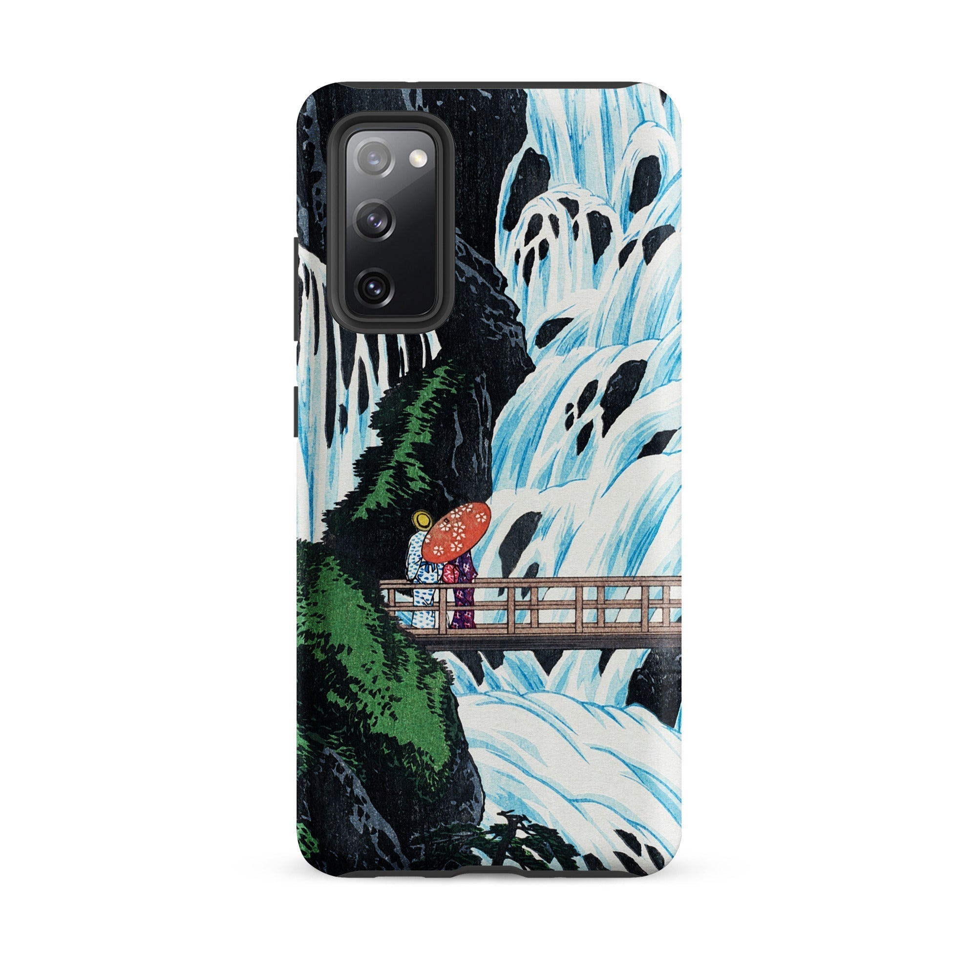 Shiragumo Waterfall Hiroaki Takahashi Samsung Case, Galaxy S20 Fe / Matte, Phone Case Traditional Japanese Woodblock Print Couple Bridge
